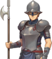 The generic Soldier portrait with allied colors in Echoes: Shadows of Valentia.