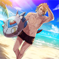Xander carrying a Lilith Floatie in Fates, the inspiration for this axe, in Beach Brawl.