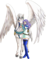 Florina, a Pegasus Knight, with her pegasus, Huey, in The Blazing Blade.