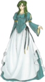 Concept art featuring Elincia in a blue dress.
