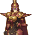 The generic Specter/Death Mask female Gold Knight portrait in Echoes: Shadows of Valentia.