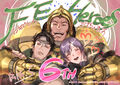 Artwork of Leon and several other characters for Heroes's sixth anniversary, drawn by Rika Suzuki.