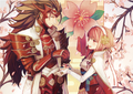 Official artwork for a support conversation between Ryoma and Sakura from Fates.