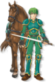 Lance, a Cavalier, and his horse in The Binding Blade.