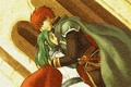 CG image of Eliwood and Fiora after the battle from The Blazing Blade.