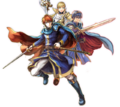 Artwork of Marth, Eliwood and Sharena from Cipher.