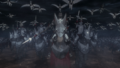 Cutscene featuring numerous mounted warriors, possibly Pegasus Knights, Cavaliers and Paladins.