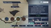 Selecting a scenario on the world map.